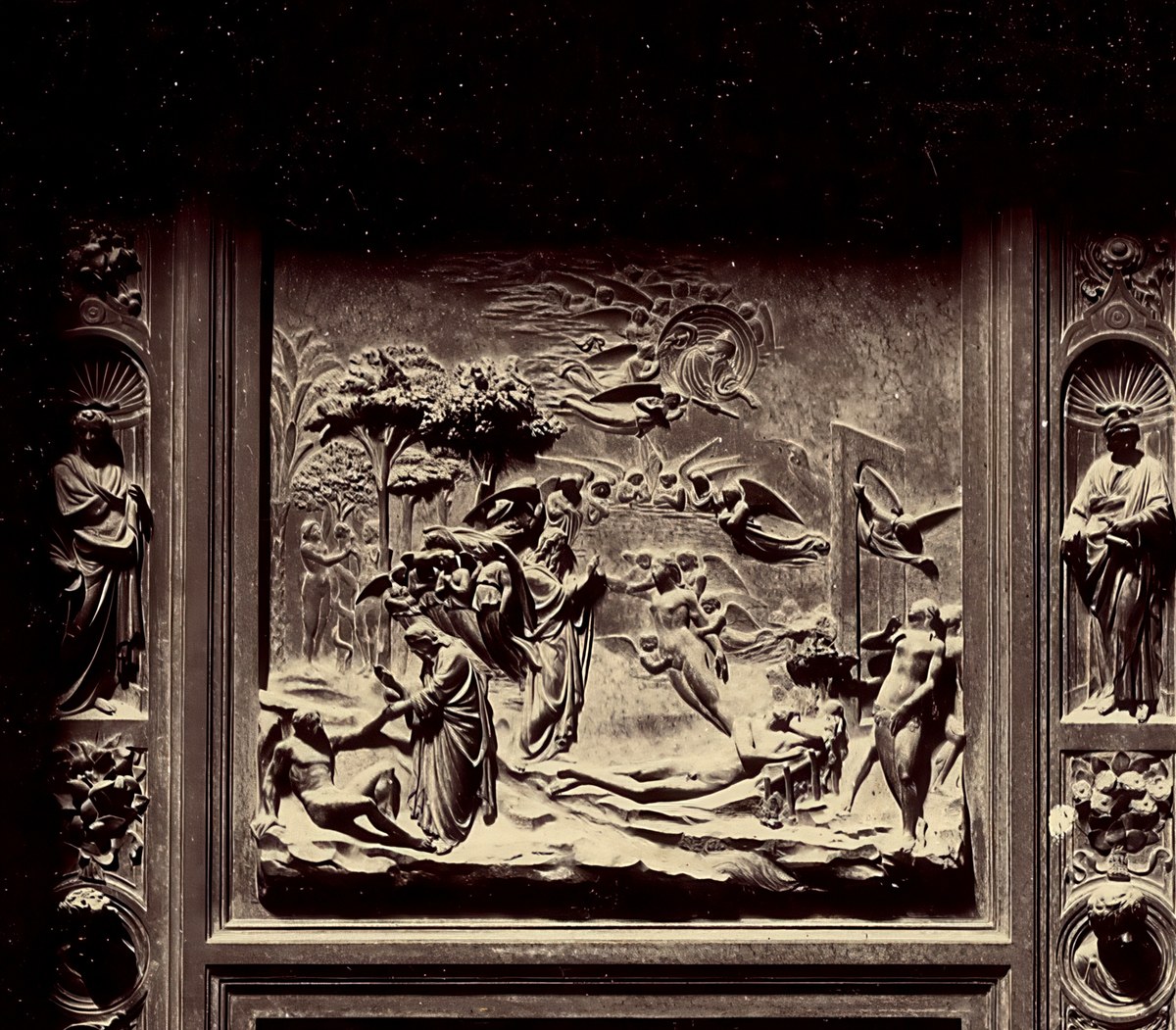 Creation, Fall and Expulsion detail from Ghiberti's Gates of Paradise